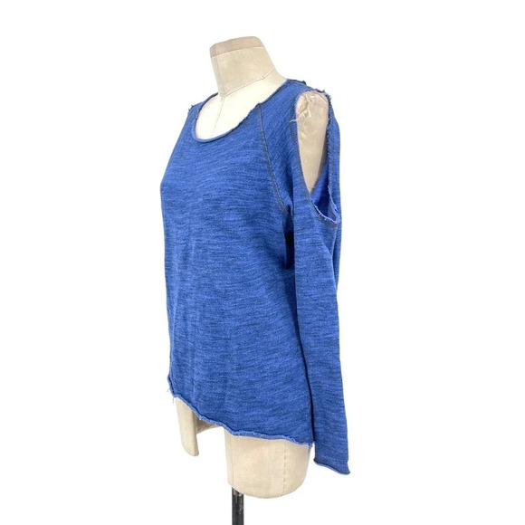 Nation LTD Clara Cold Shoulder Sweatshirt Top Blue Size Small - Picture 3 of 9